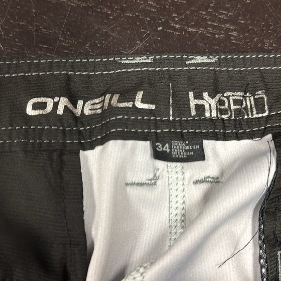 O’Neill hybrid, swim trunk flat front shorts subtle pinstripe gray 34 - Picture 5 of 15